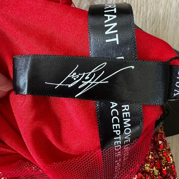 ALGIST Women's Beaded Embellished Mini Dress Size XS/S In Red - Picture 9 of 14